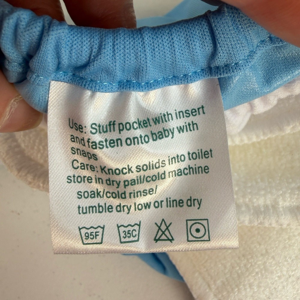 AlvaBaby Cloth Diaper With 2 Inserts Reusable Liner OS OSMF Blue NEW - Picture 9 of 10